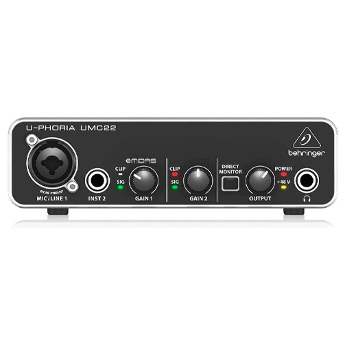 Behringer UMC22 - Interfaz de audio USB 2x2 Audiophile con preamplificador de micrófono Midas
